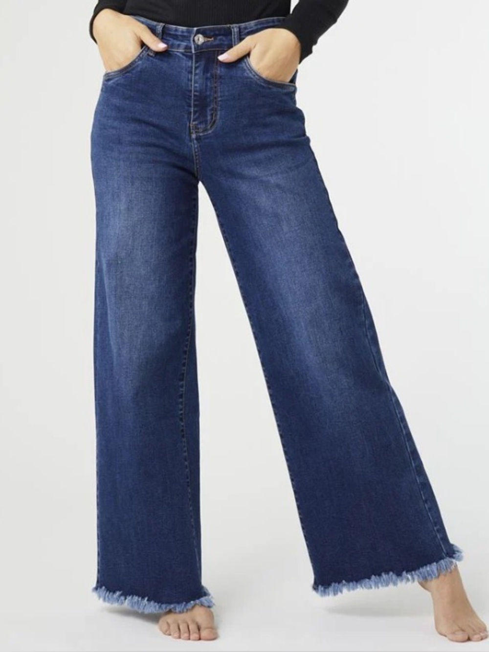 Coco Wide Leg Jeans - Dark Blue - size S